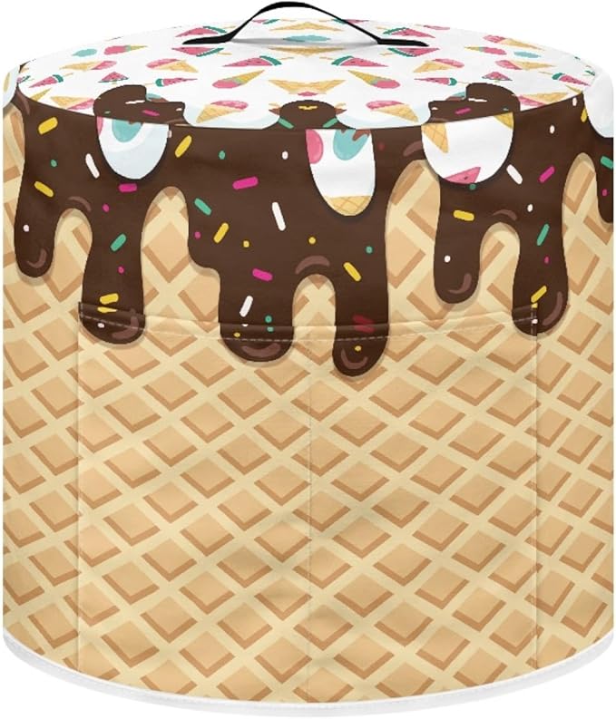 Xoenoiee Chocolate Ice Cream Pattern Pressure Cooker Cover for 6 qt Instant Pot, Kitchen Appliance Dust Cover with Pockets for Rice Cooker Air Fryer Slow Cooker