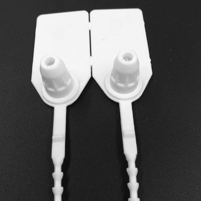 250mm Pull-Tite Plastic Security Seals Shipping Tags Disposable Signage Numbered(Package of 100) (White)