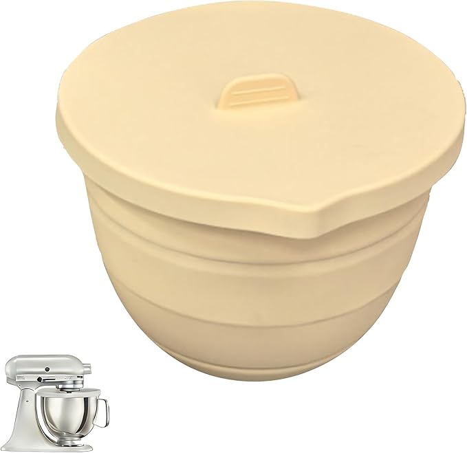 Silicone Bowl Liners for Kitchen,Silicone Liners Mixer for 5 Qt Tilt-Head KitchenAid Mixers,Mixer Bowl Accessories and Attachments with Lids,Beige