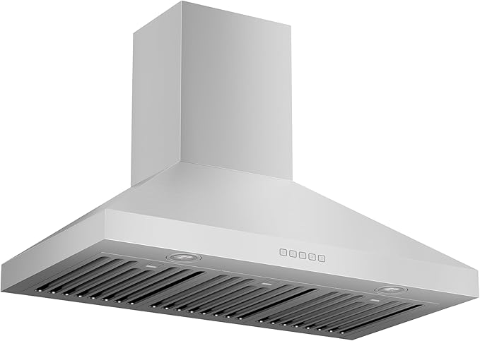 Hauslane Wall Mount Range Hood 36 Inch, Pro Model, Stainless Steel Range Hood, Strong Suction, Changeable LED Lamps, 6” Duct or Ductless, Kitchen Hood Vent, Stove Hood Vent