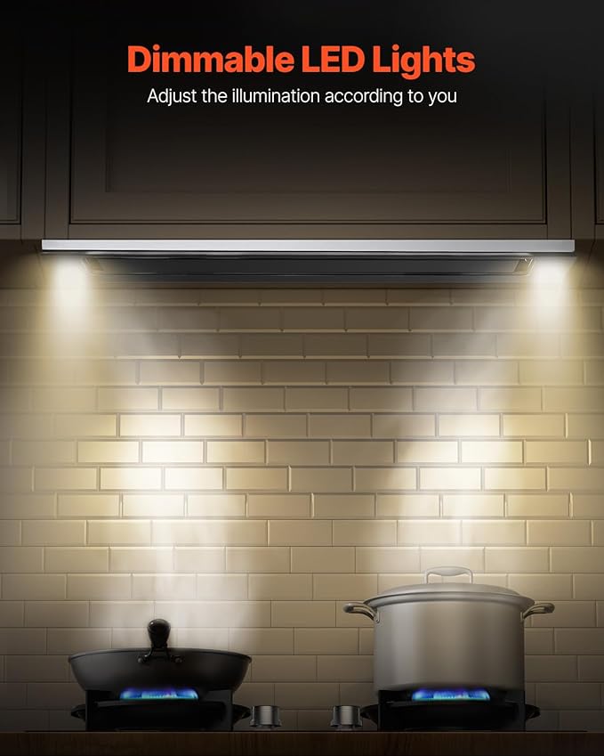 VEVOR Range Hood Insert, 30 Inch Built-in Kitchen Vent Hood, 800CFM Stainless Steel Stove Hood with Gesture & Touch Control, LED Light, Baffle Filters, 4-Speed Exhaust Fan, Ducted/Ductless Convertible
