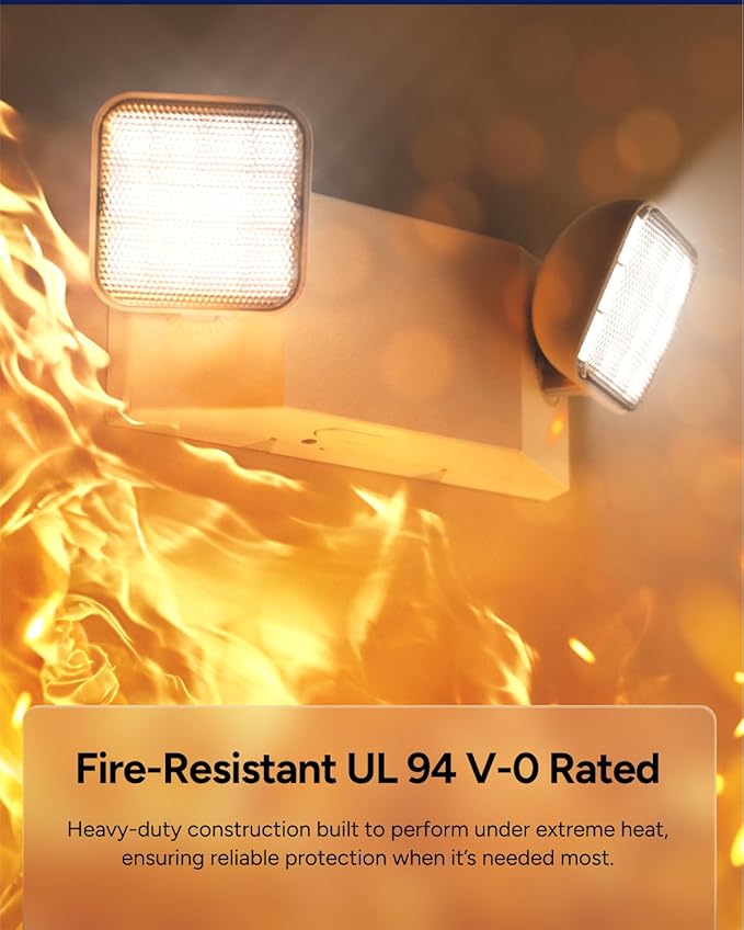 Sunco LED Emergency Lights, Commercial Lighting for Business, Power Outages, Offices, with Backup Battery (90 Minutes), Wall Mount, Hard Wired, 120-277V, Fire Resistant (94V-0) UL 2 Pack.