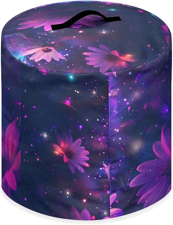 Dust-proof Kitchen Appliance Protector Cover 8 Quart Pressure Cooker/Air Fryer/Rice Cooker Cover with Top Handle and Storage Pocket Purple Flowers Print Home Kitchen Decorations