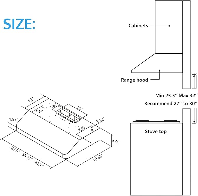 IKTCH 30 Inch Under Cabinet Range Hood with 900-CFM, 4 Speed Gesture Sensing&Touch Control Panel, Stainless Steel Kitchen Vent with 2 Pcs Baffle Filters(IKC01-30)