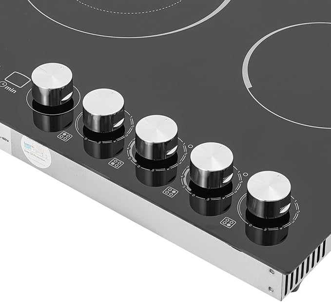 4 Burners 24” Electric Cooktop, 3400W Electric Stovetop, Built-in Induction Stove Top for Home Kitchen, Stainless Steel Glass Ceramic Cooktop with Child Lock