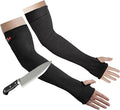 Cut Resistant Sleeves With Thumb Hole, Arm Protectors For Thin Skin And Bruising, Kevlar Sleeves Arm Protection For Women, Men, Elderly (17.7in, Black)