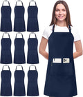 Utopia Kitchen 10 Pack Bib Apron Adjustable with 2 Pockets, Water and Oil Resistant, Cooking Kitchen Chef Apron for Women Men