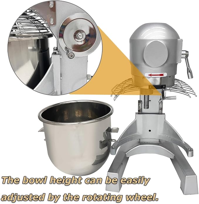 INTSUPERMAI Stand Mixer Commercial Dough Mixer Dough Kneading Machine 20L 20QT Electric Food Dough Mixer Machine with Automatic Stop Function 3 Types Hooks Whisk Beater 3 Speeds Adjustable 110V 1100W