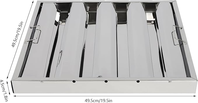 Pack of 6 Range Hood Filter, 19.5" W x 19.5" H 430 Stainless Steel Exhaust Range Hood Filter Commercial 4 Grooves Stove Hood Vent Filter Replacement for Kitchen Restaurants Silver