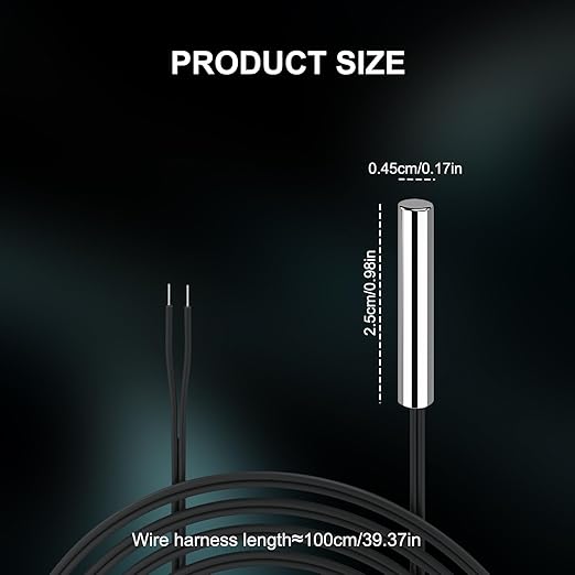 DROK 10K Temperature Sensor Probe 3pcs, 1 Meter Waterproof Stainless Steel NTC Temperature Probe for Various Water Dispensers, Air Conditioners, Refrigerators, Freezers, Water Heaters, Dishwashers