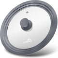 Universal Lids for Pots, Pans and Skillets, 10.5", 11" and 12" Pan Lid, Tempered Glass Pot Lid with Silicone Rim Heat Resistant, Replacement Pan Cover for Frying, Cookware & Bakeware Lids, Grey