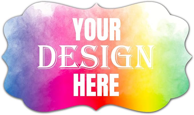 Custom 100-500 Stickers with Any Image Logo and Text. Personalized Labels for Business Logo, Thank You Notes (Fancy Frame, 4x3 Inch)