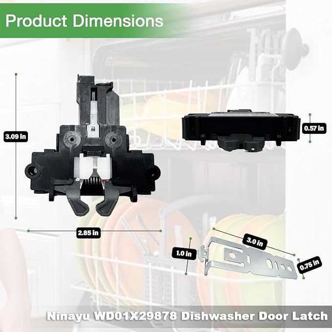 Upgrade WD01X29878 WD01X27701 Dishwasher Door Latch and 2pcs WD01X27759 Dishwasher Mounting Bracket Compatible with GE Dishwasher GDT665SSN8SS GDT645SSN8SS Replaces 265D1214G004 EG-380944