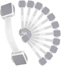 12 Pack Child Safety Cabinet Locks for Baby Proofing, Length Adjustable Latch Straps Dual Button Design for Drawers Fridge Refrigerator Doors Toilet Seat Oven