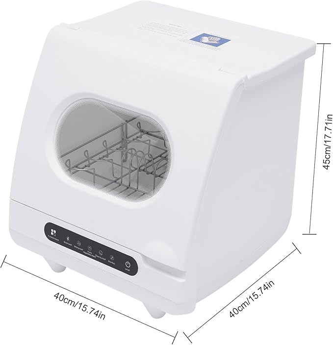 Portable Countertop Dishwasher, Compact Dishwasher, Mini Dishwasher with 5-Liter Built-in Water Tank for Apartments & RVs, Dorms and RVs,High-Temp& Air-Dry Function, No Hookup Needed,White