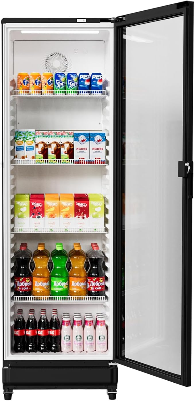 BEYOU Commercial Refrigerators, 12.2 cu. Ft Display Fridge with Double-Tempered Glass Door Door,Merchandiser for Living Room, Bar, Garage（Black）