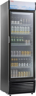 VEVOR Commercial Merchandiser Refrigerator, 14.8 Cu.Ft / 420L Beverage Refrigerator Cooler Merchandiser, Glass Door Display Refrigerator Upright Fridge with 5 Adjustable Shelves, Customizable Lightbox