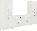 Crosley Furniture Tara 3-Piece Modern Farmhouse Sideboard Buffet Cabinet and Kitchen Storage Pantry Set, Distressed White