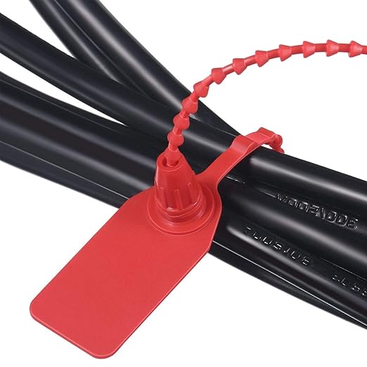 180 Pcs Pull-Tite Security Seal Numbered, Eau 4 Color Disposable Plastic Tamper-Proof Seals, Self-Locking Security Tags for Extinguisher,Logistics, Lagguage,Transport.