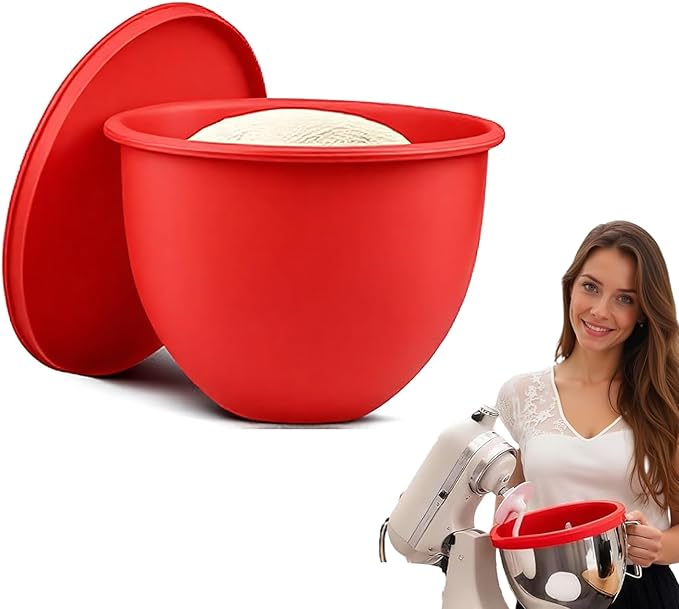 Silicone Bowl Insert Compatible with 5 Qt KitchenAid Tilt-Head Mixer, Food-Grade Non-Slip Bowl Liner, Dishwasher Safe & Easy to Clean Replacement Accessory (Red)