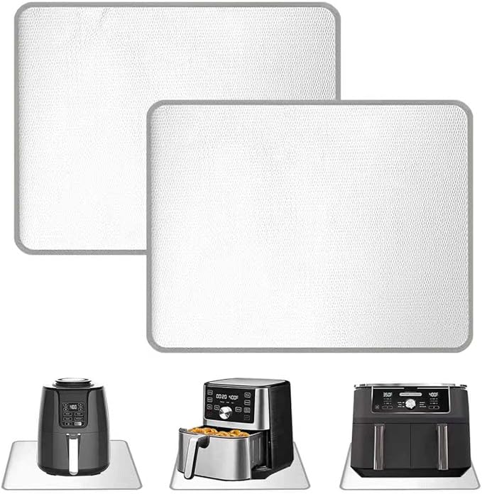 Heat Resistant Mat for Food Warming Mats 15x18in, Heat Resistant Mats for Countertop Reflects 95% of Heat, Waterproof and Oilproof Hot Pad for Air Fryer, Coffee Maker, Oven, 2PCS Sliver