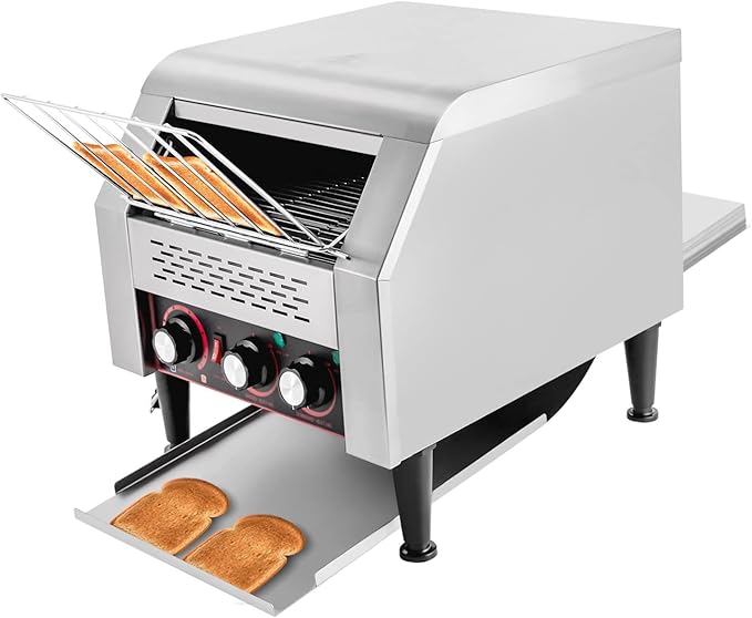 2200W Commercial Conveyor Toaster, 300 Slices/Hour with 7 Bread Colors & Adjustable Speed, Countertop Electric Restaurant Equipment for Bun Bagel Bread Baked Food