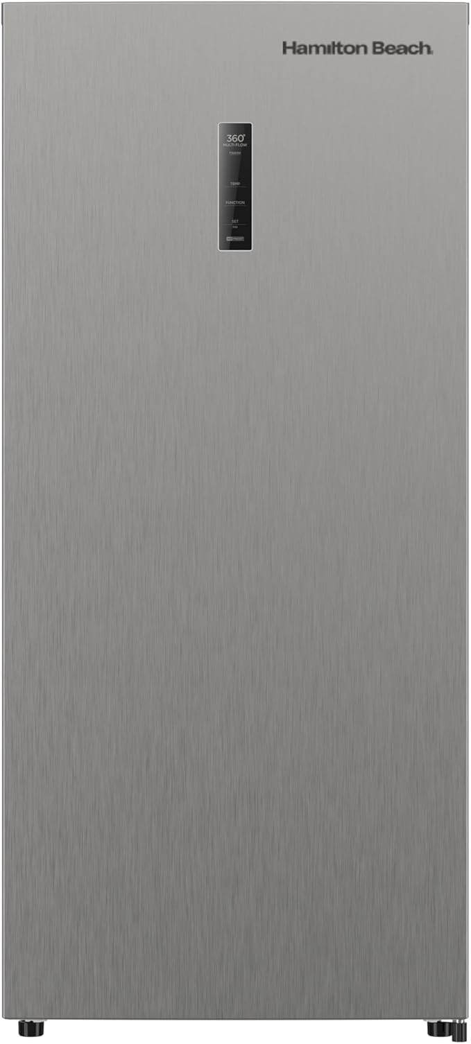 Hamilton Beach HBFRF1495 14 cu ft Upright Convertible Fridge/Freezer-Frost Free-Removable Glass Shelves-LED Interior Light, Stainless