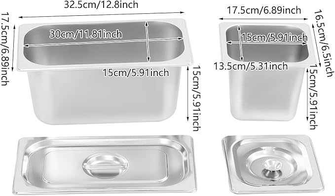 5 Pan Commercial Food Warmer,110V Electric Stainless Steel Steam Food Warmer with Lid,Electric Bain Marie Countertop with Temperature Control for Catering,Restaurant,Party (Small 5-Pan)