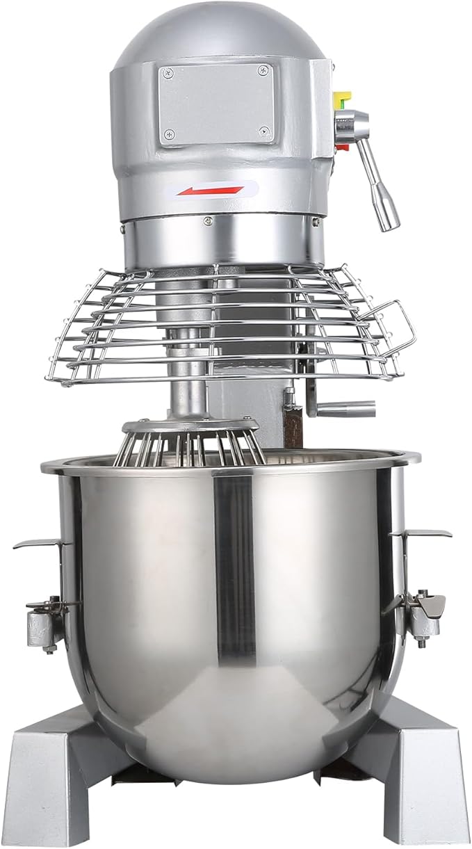 Happybuy 10Qt Commercial Food Mixer with Timing Function， Commercial Mixer 500W Stainless Steel Bowl Heavy Duty Electric Food Mixer Commercial with 3 Speeds Adjustable, Perfect for Bakery Pizzeria