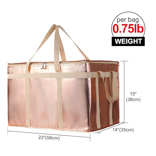 Bodaon 5-Pack Cooler Insulated Food Delivery Bag, Rideshare Delivery Bag, XXX-Large Thermal Bags for Catering/Hot Pizza, Travel/Camping Essentials/Picnic/Grocery Reusable Warmer Frozen, Gold