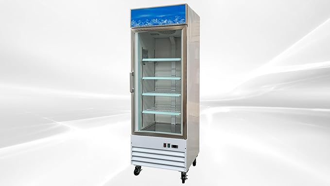 Commercial 1 Glass Door Freezer, ETL Display Merchandiser, Upright 13 cu. ft. Aluminum Interior, LED Lighting for Shop, Restaurant -10°F~ 0°F