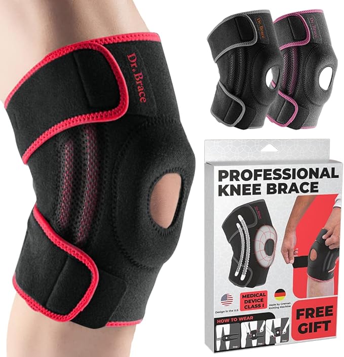 DR. BRACE ELITE Knee Brace with Side Stabilizers & Patella Gel Pads for Maximum Knee Pain Support and knee recovery for men and women-Please Check How To Size Video (Sunrise, XX-Large)
