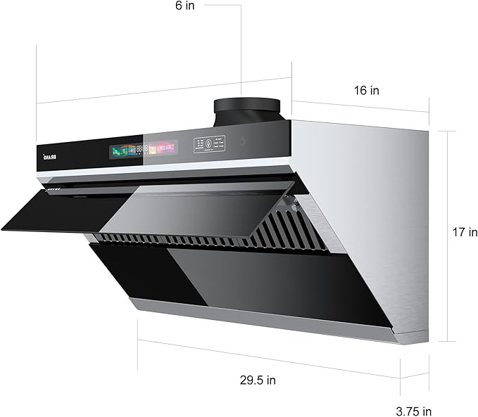 Under Cabinet Range Hood 30 inch, 900 CFM Kitchen Hood with Voice/Gesture/Touch Control,Ducted/Ductless Convertible Stainless Steel Range Hood, 4 Speed Exhaust Fan,Adjustable Lights