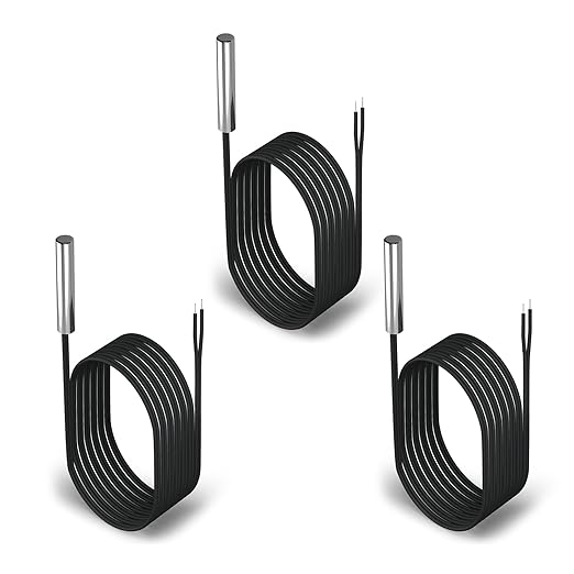 DROK 10K Temperature Sensor Probe 3pcs, 1 Meter Waterproof Stainless Steel NTC Temperature Probe for Various Water Dispensers, Air Conditioners, Refrigerators, Freezers, Water Heaters, Dishwashers