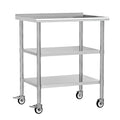Stainless Steel Work Table with Wheels, 24x36 Inch NSF Food Prep Table with Backsplash & 2 Adjustable Undershelves for Commercial Kitchen, Restaurant, Garage