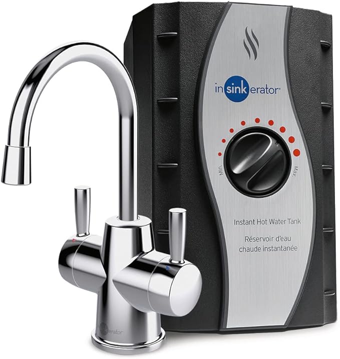 InSinkErator Stainless Steel Tank, HC250C-SS HOT250 System, 2-Handle Drinking Faucet in Chrome with 2/3-Gallon, Filter-Compatible Instant Hot/Cold Water Dispenser