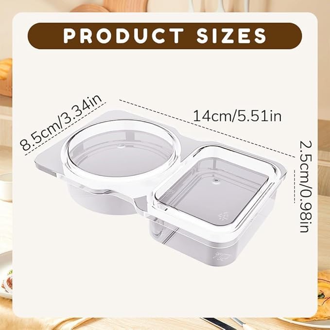 EWUVP 130ml Reusable Snack Containers, 10PCS Double Compartment Dipping Containers with Lid, Snack Pack Containers for Refrigeration, Portion Control, Outdoor Takeaway Sauce Dip Case Disposable Box