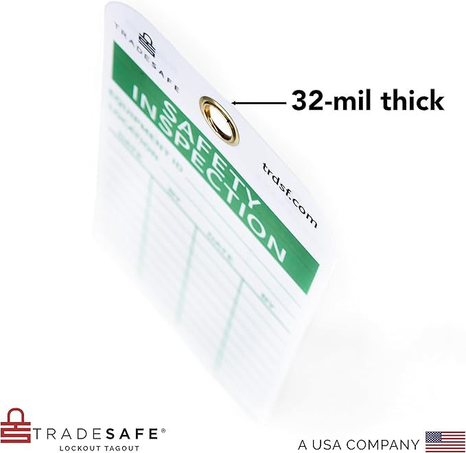 TRADESAFE Safety Inspection Tags for Accident Prevention - 30 Safety Tags with 30 Zip Ties, Durable 32 mil Vinyl, Inspection Record Tag for Scaffolds, Ladders, Fire Extinguisher, Inventory, Machinery