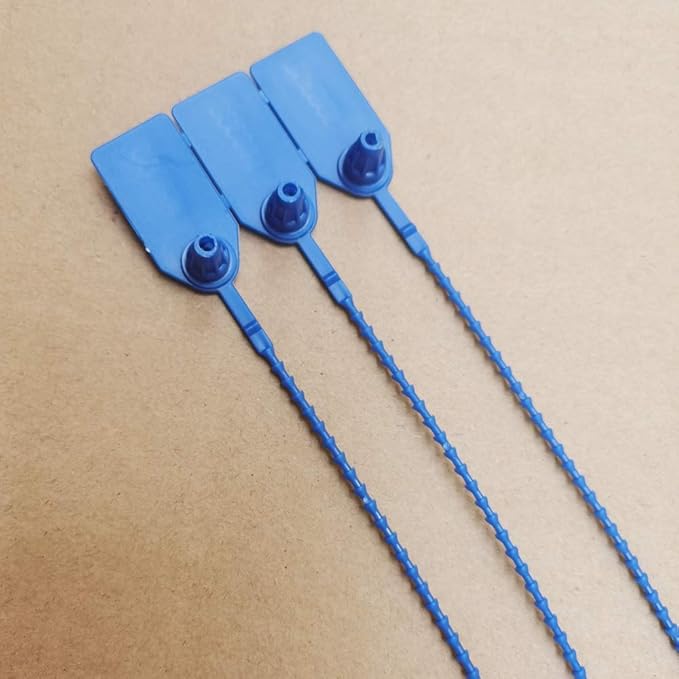 Plastic Security Seals 9.84" Tamper Proof Self Locking Security Tags Pull-Tite Signage Ties Numbered Pack of 100 PCS Navy Blue