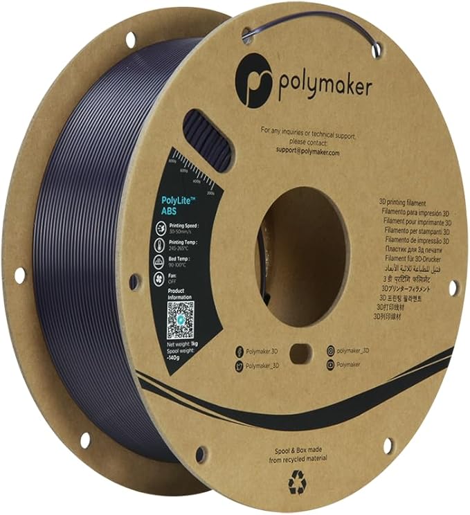 Polymaker ABS Filament 1.75mm Dark Purple - 3D Printer Filament, Heat Resistant 1kg - PolyLite ABS 3D Printing Filament, Strong & Durable, Dimensional Accuracy +/- 0.03mm