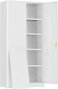 Oakmont Metal Storage Cabinet for Tool Organization, 72" Lockable Garage Storage Cabinets with 2 Doors and 4 Adjustable Shelves, Locking File Cabinet for Office, Home, School (72“ Wide-White)