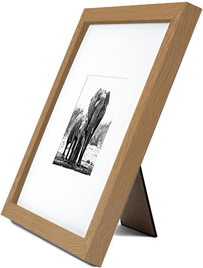 Americanflat 8x8 Picture Frame with Shatter-Resistant Glass - Use as 4x4 Frame with Mat or Display 8x8 Photo Without Mat - Signature Collection - Square Frames for Tabletop and Wall - Dark Oak