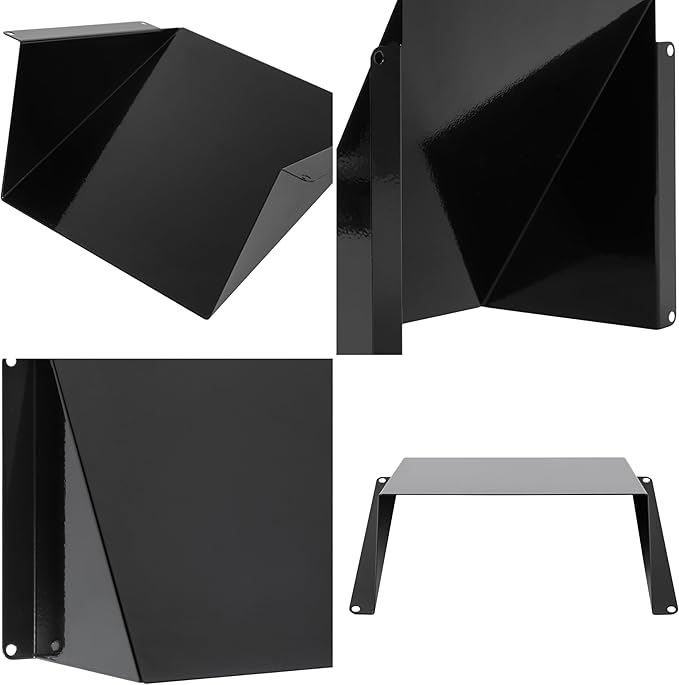 Repa Market 6 x 6 Inch Black Galvanized Steel Vent Cover - Duct Exhaust/Inlet Rain Deflector - Weatherproof Guard for Ventilation Systems/Indoor/Outdoor Vent Hood/Air Vent Grille Protection Roof