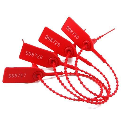 1050 PCS Red Numbered Security Zip Ties for Fire Extinguisher Plastic Tamper Evident Seal Tags Pull Tite Self-Locking Disposable Safety Locks