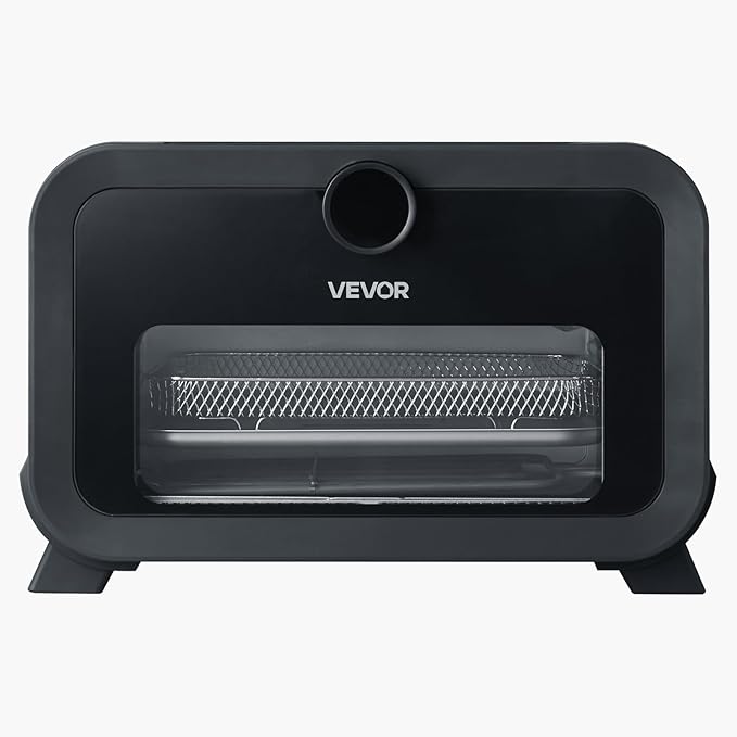 VEVOR Pizza Oven, 8 Presets Electric Pizza Ovens Air Fry Combo, 12-Inch Indoor Pizza Maker Smart Knob Control, 750°F Max Temp, IPX4 Waterproof Countertop Pizza Cooker w/Pizza Stone,Fry Basket