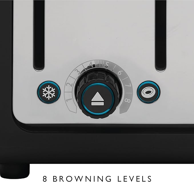 Dualit Design Series 4 Slice Toaster | Polished Stainless Steel with Black Trim | Extra-Wide Slots – Peek and Pop Function – Patented Perfect Toast Technology – Matching Kettle Available
