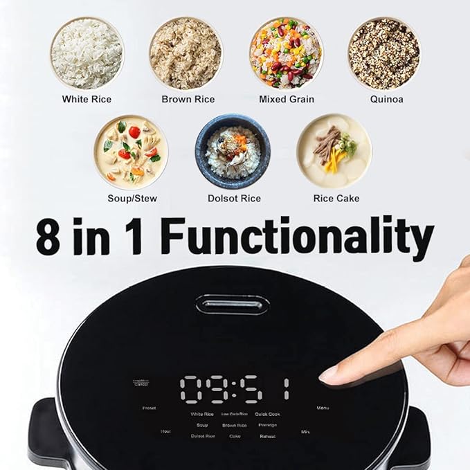 Banu Mini Low Carb Rice Cooker Japanese Low Carb Rice Cooker 3 Cups (white rice), 1 Cup (Low carb rice) Uncooked with Stainless Steel Steamer, Rice Maker Low Sugar Rice Function, 24H Delay Timer & Auto Keep Reduce One-Touch Cooking - White