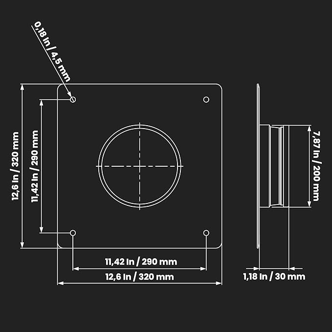 White Duct Connector Flange - 8 Inch Ducting - Galvanized Steel with Rubber Gasket - Straight or Flex Pipe Flange for Heating, Cooling, Air Ventilation Systems