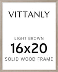 Vittanly 16x20 Picture Frame, Solid Wood Frame with Plexiglass, Includes 11x14 Mat, Wall Hanging for Photos, Home Decor, Light Brown, 1 Pack