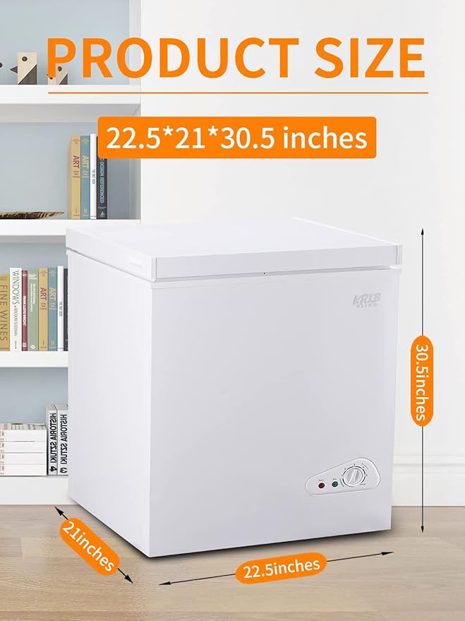 5.0 Cu.Ft Deep Compact Freezer with a Removable Basket,Chest Freezer with 7 Gears Temperature Control(-16°F to -48°F), for House, Kitchen, Garage, Basement, Shop, White